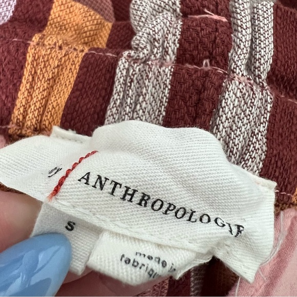 Anthropologie Red Pink Combo Belted Stripe Cotton Shorts $68 Boho hippie beach - Picture 7 of 12